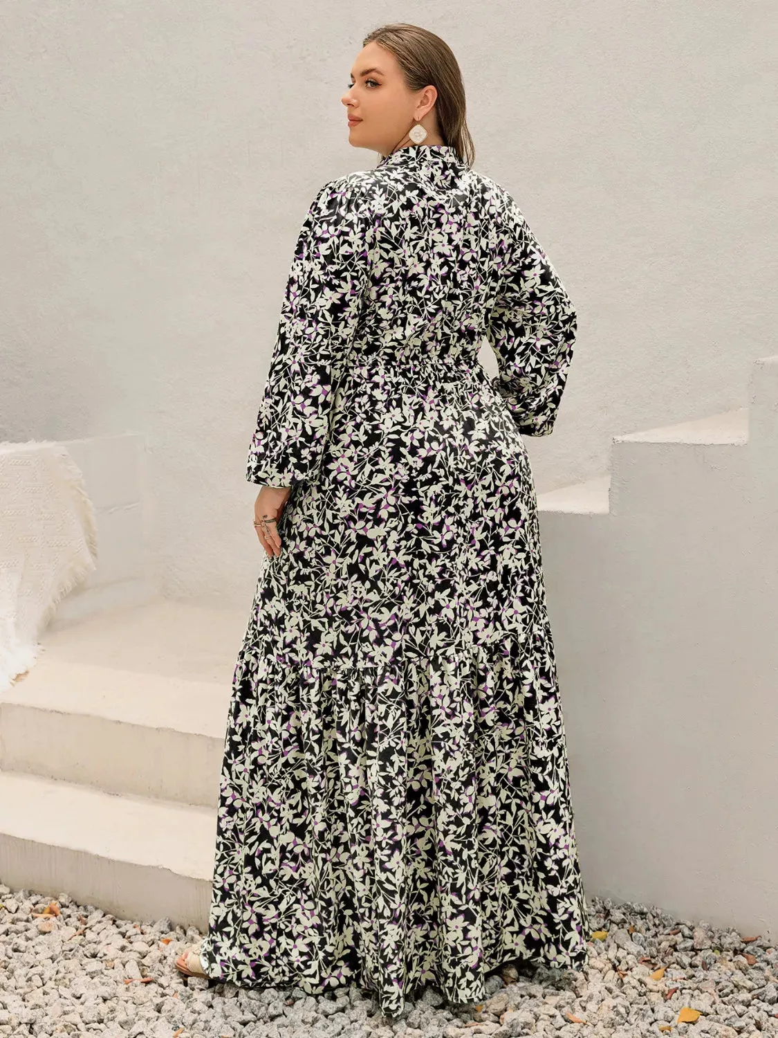 Plus Size Floral Print Long Sleeve Tiered Maxi Dress sold by Charming Charlie product image thumbnail 5