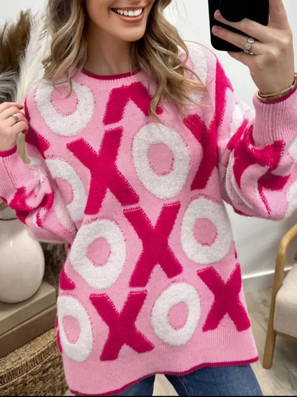 XOXO Pattern Round Neck Sweater sold by Charming Charlie
