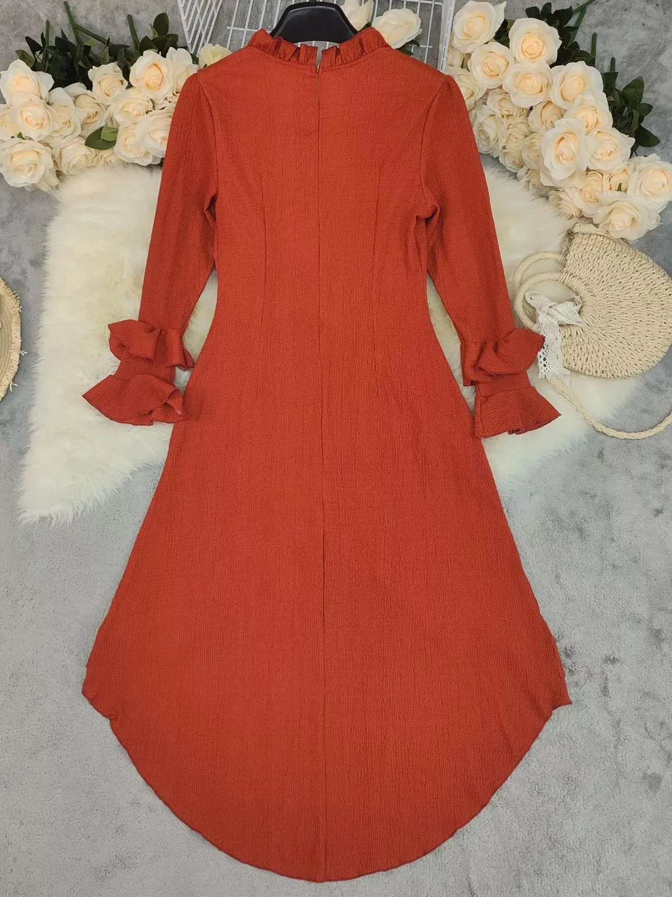 Ruffled High-Low Long Sleeve Dress sold by Charming Charlie product image thumbnail 3