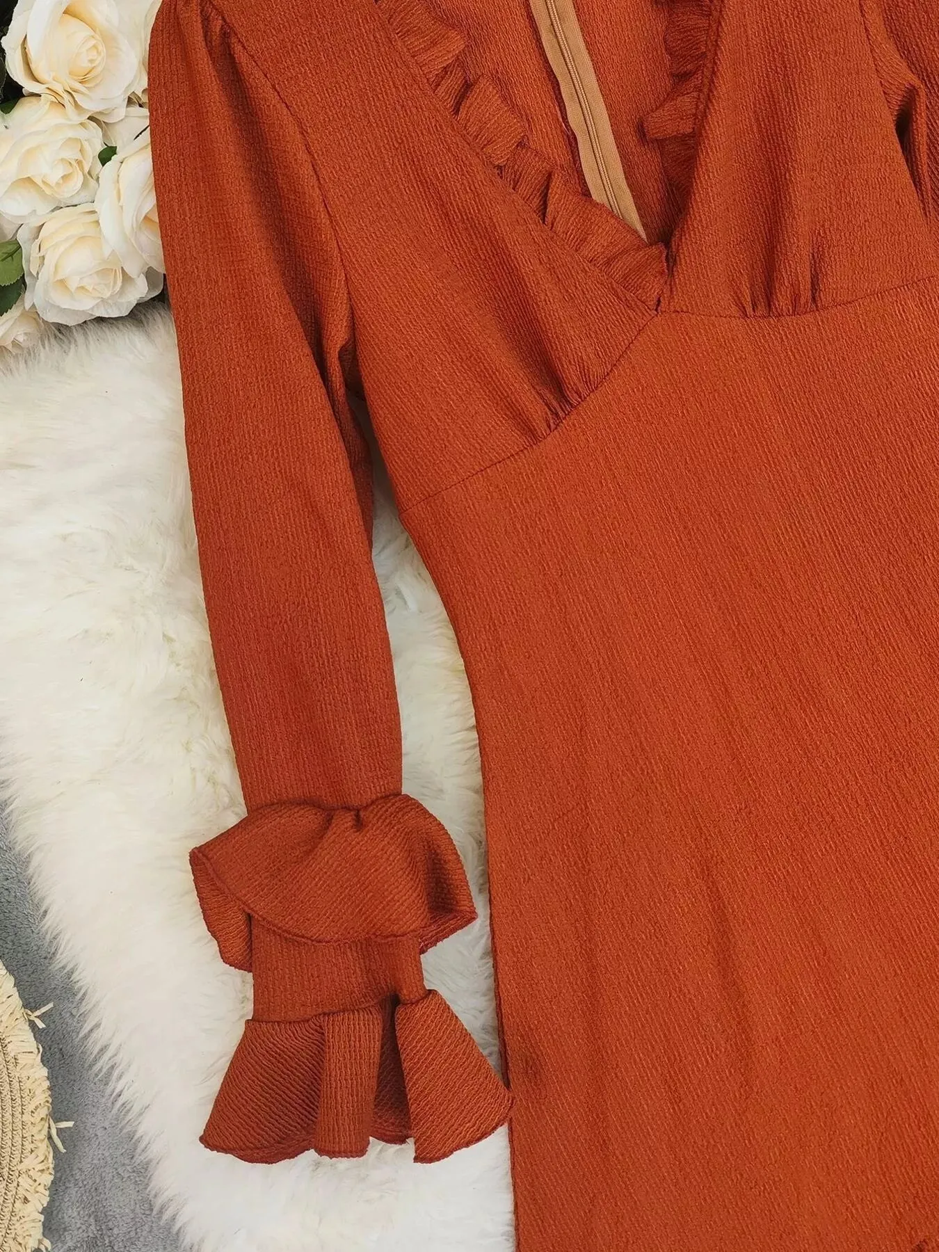 Ruffled High-Low Long Sleeve Dress sold by Charming Charlie product image thumbnail 5