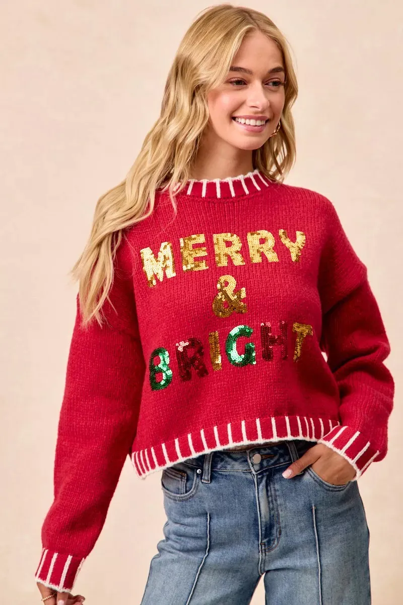 BiBi Christmas Theme Sequin Lattering Sweater sold by Charming Charlie product image thumbnail 2