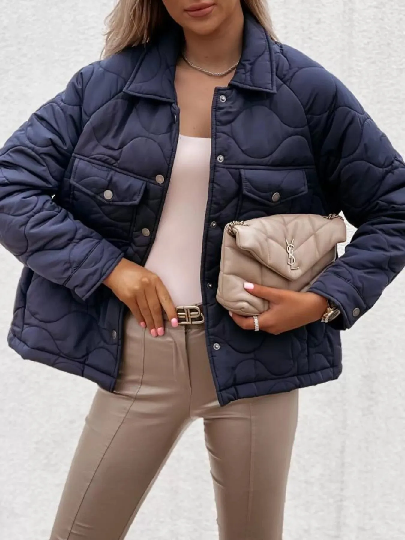 Quilted Snap-Down Casual Jacket sold by Charming Charlie product image thumbnail 5
