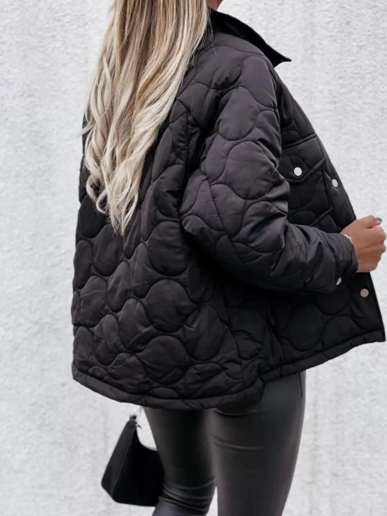 Quilted Snap-Down Casual Jacket sold by Charming Charlie product image thumbnail 3