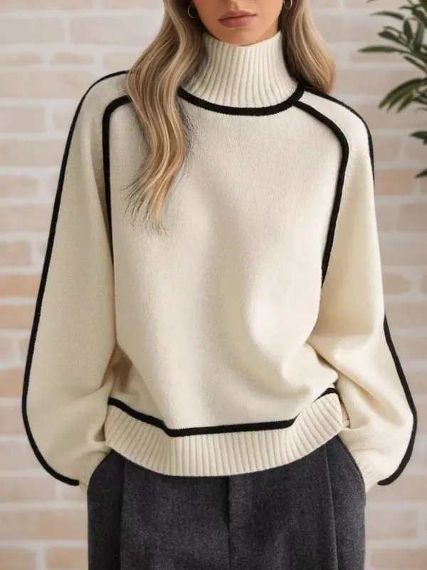 Contrast Trim Turtleneck Sweater sold by Charming Charlie