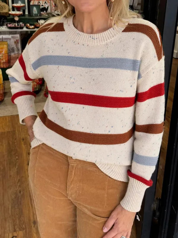 Striped Crew Neck Long Sleeve Sweater sold by Charming Charlie
