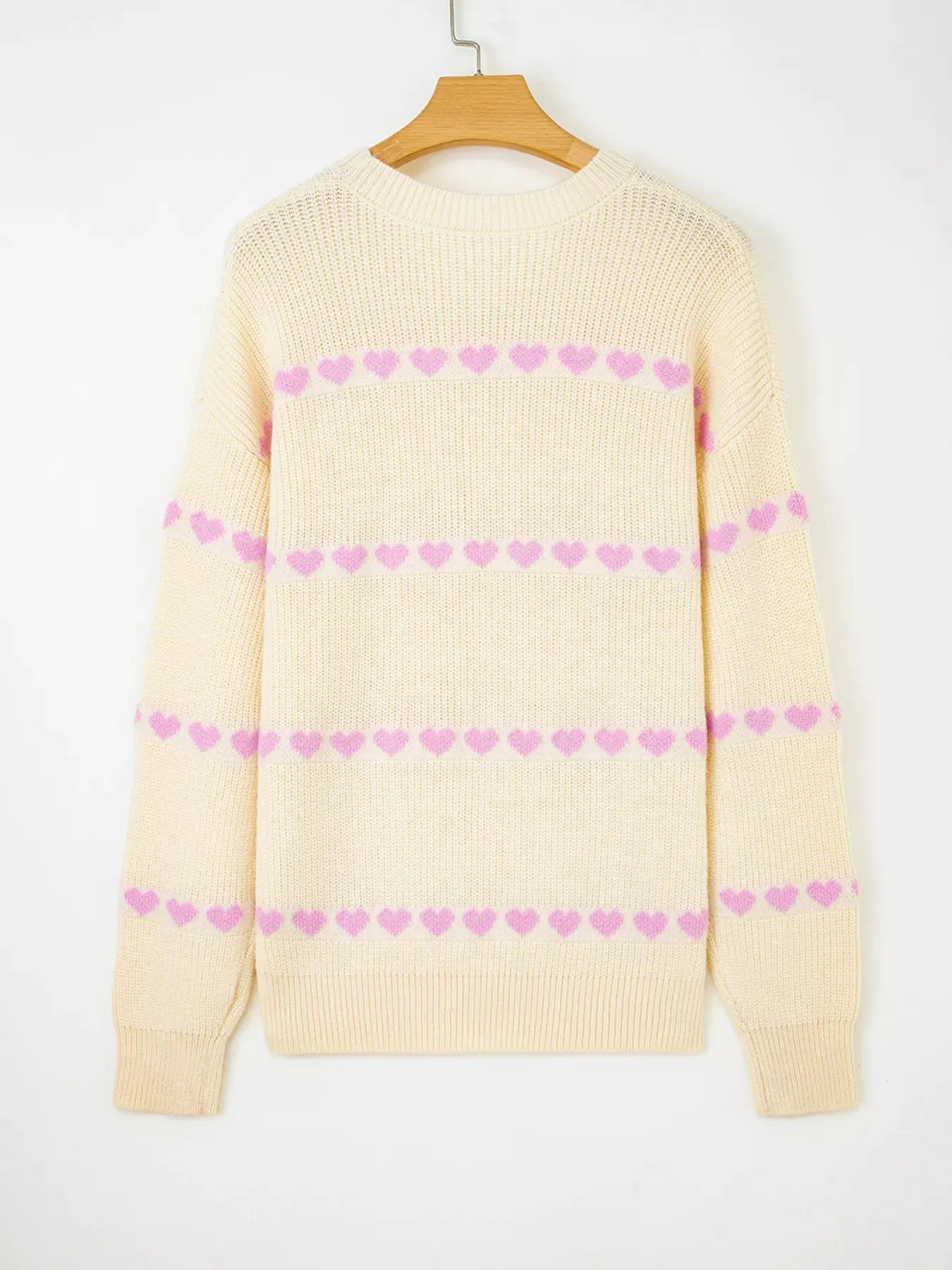 Heart Pattern Valentine Ribbed Knit Sweater sold by Charming Charlie product image thumbnail 4