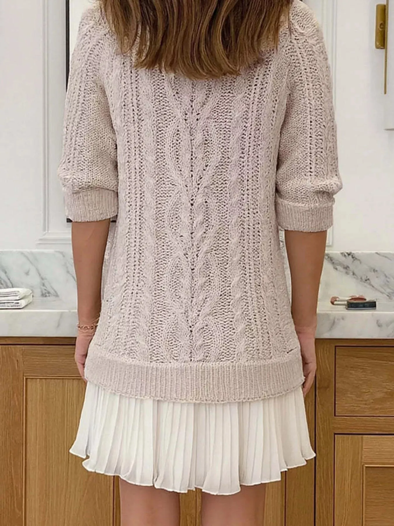 Full Size Cable Knit Pleated Hem Sweater Dress Plus Size sold by Charming Charlie product image thumbnail 2