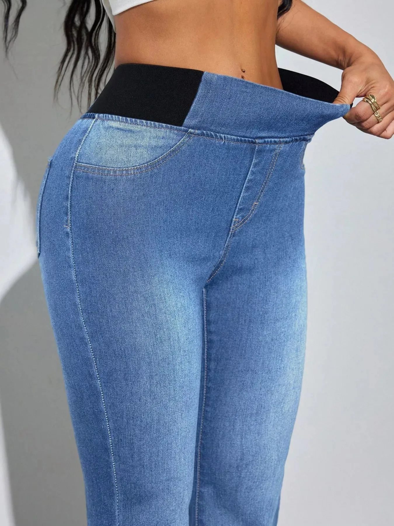 High Waist Flare Leg Jeans sold by Charming Charlie product image thumbnail 5