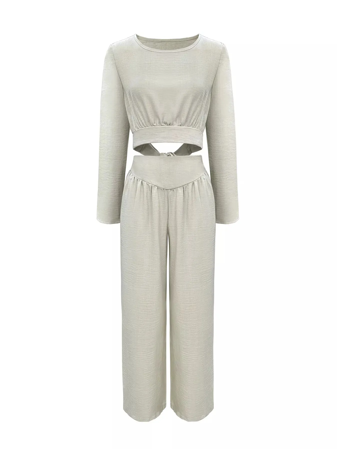 Long Sleeve Crop Top and Wide Leg Pants Set sold by Charming Charlie product image thumbnail 5