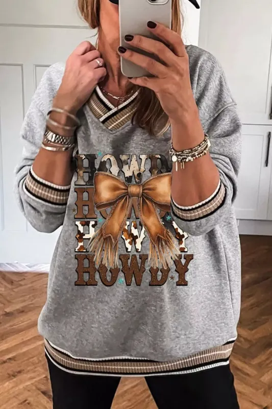 Howdy Graphic V-Neck Sweatshirt sold by Charming Charlie