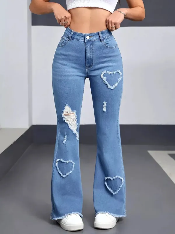 Heart Distressed Flare Jeans sold by Charming Charlie