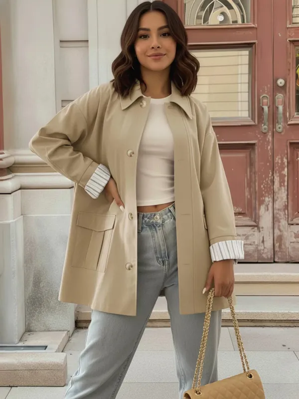 Relaxed Fit Button Up Shacket sold by Charming Charlie