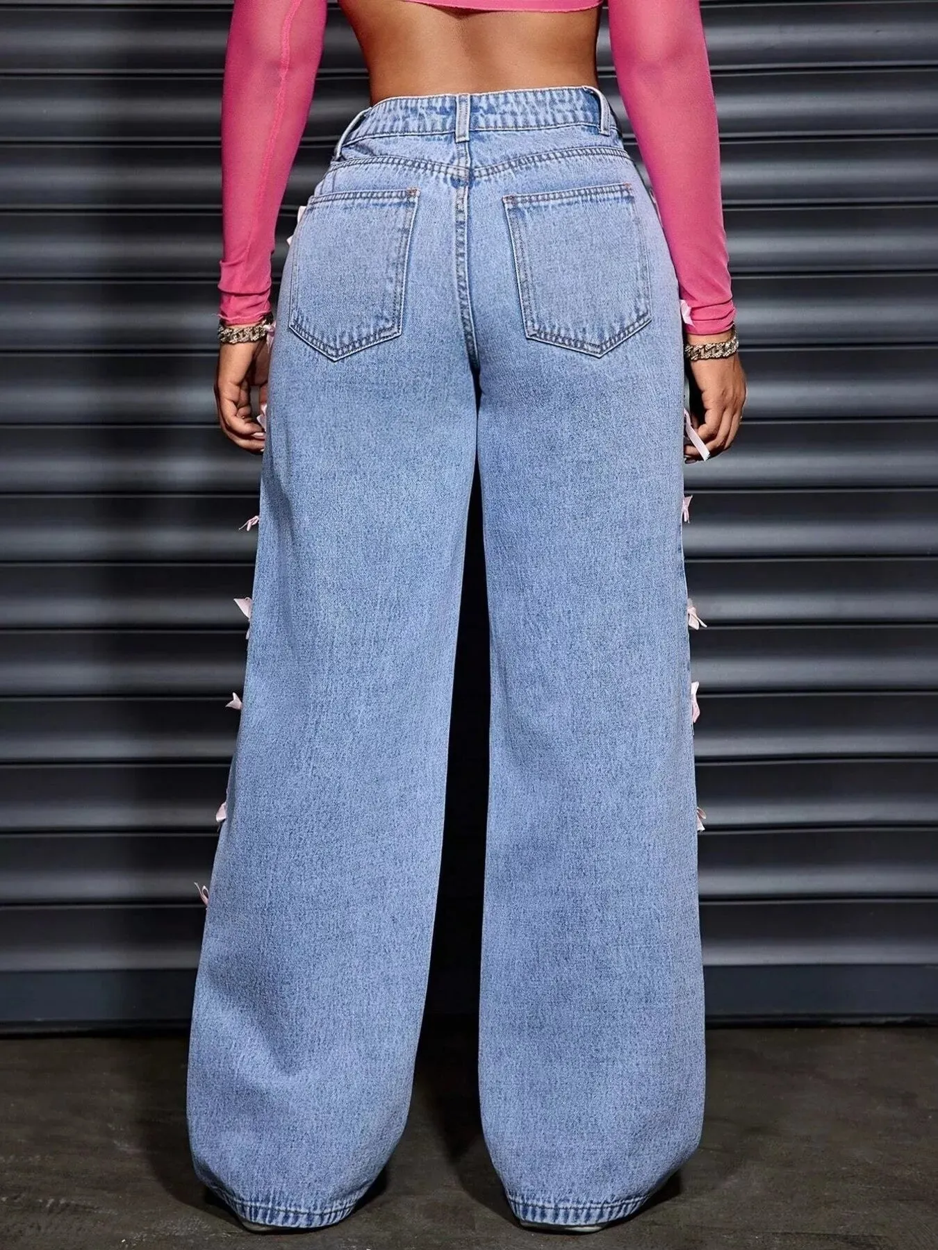 Wide Leg Jeans with Bow Decor sold by Charming Charlie product image thumbnail 4