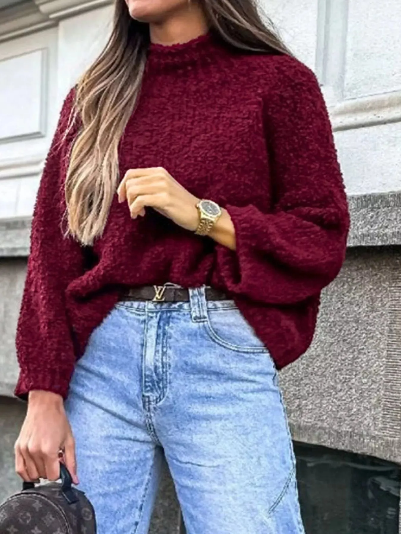 Textured Knit Mock Neck Sweater sold by Charming Charlie