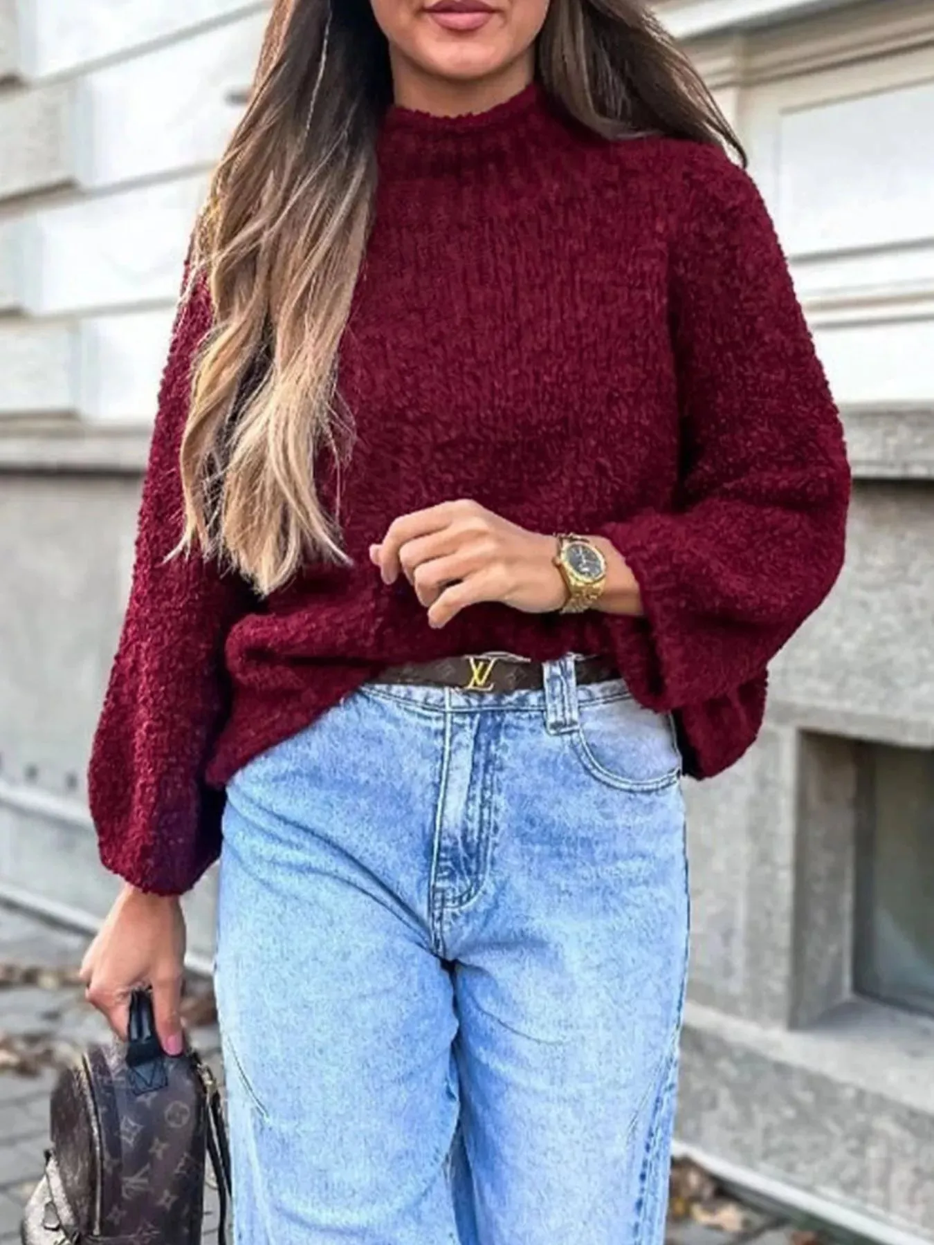 Textured Knit Mock Neck Sweater sold by Charming Charlie product image thumbnail 2