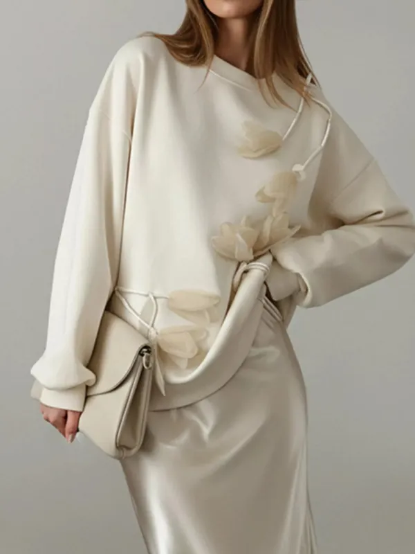 Flower Dropped Shoulder Sweatshirt sold by Charming Charlie