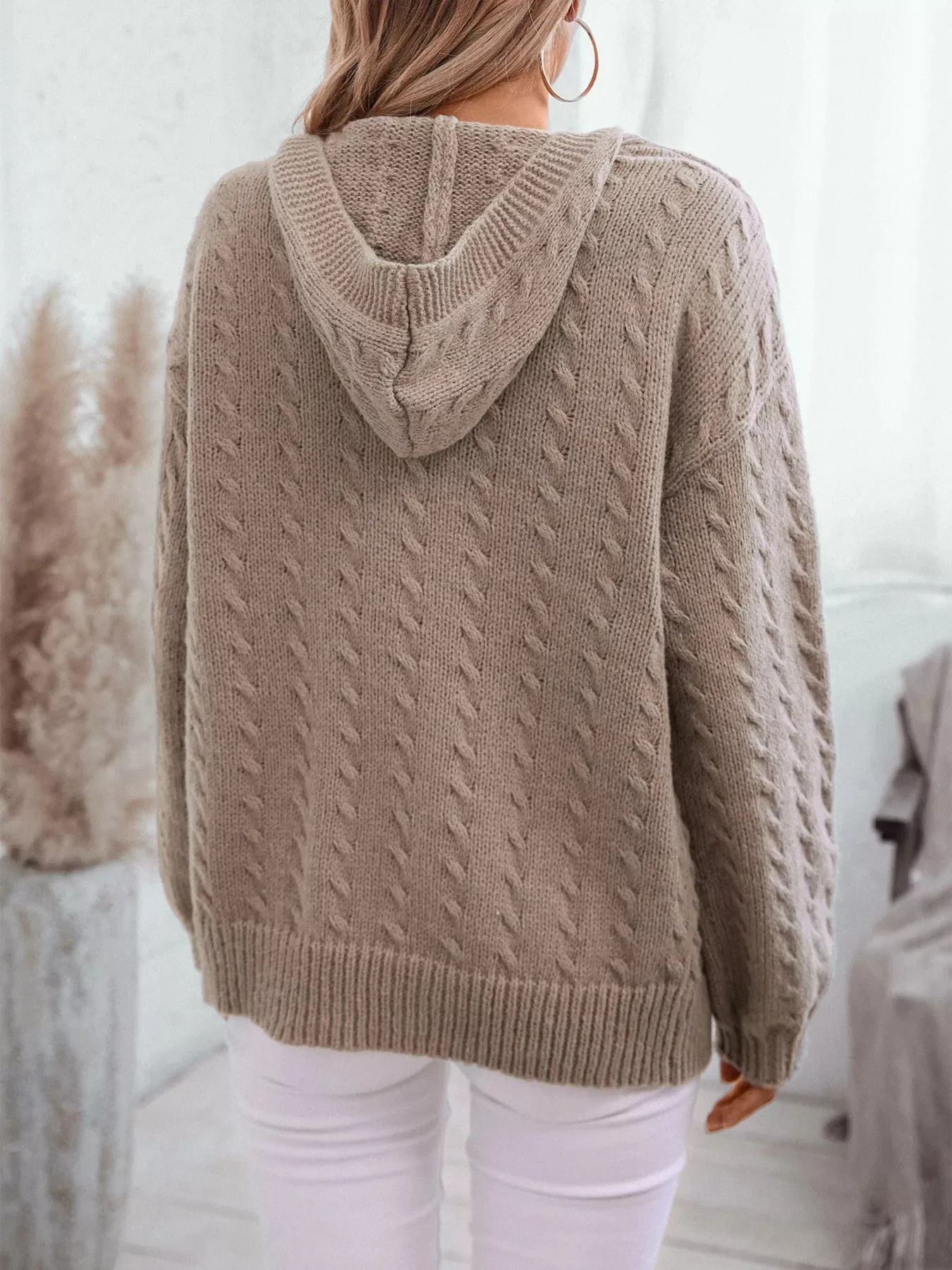 Cable Knit Open Front Hooded Cardigan sold by Charming Charlie product image thumbnail 2