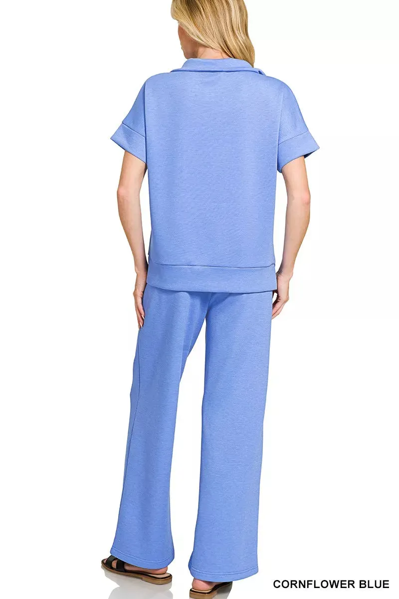 Zenana Scuba High Neck Half Zip Top & Pants Set sold by Charming Charlie product image thumbnail 3