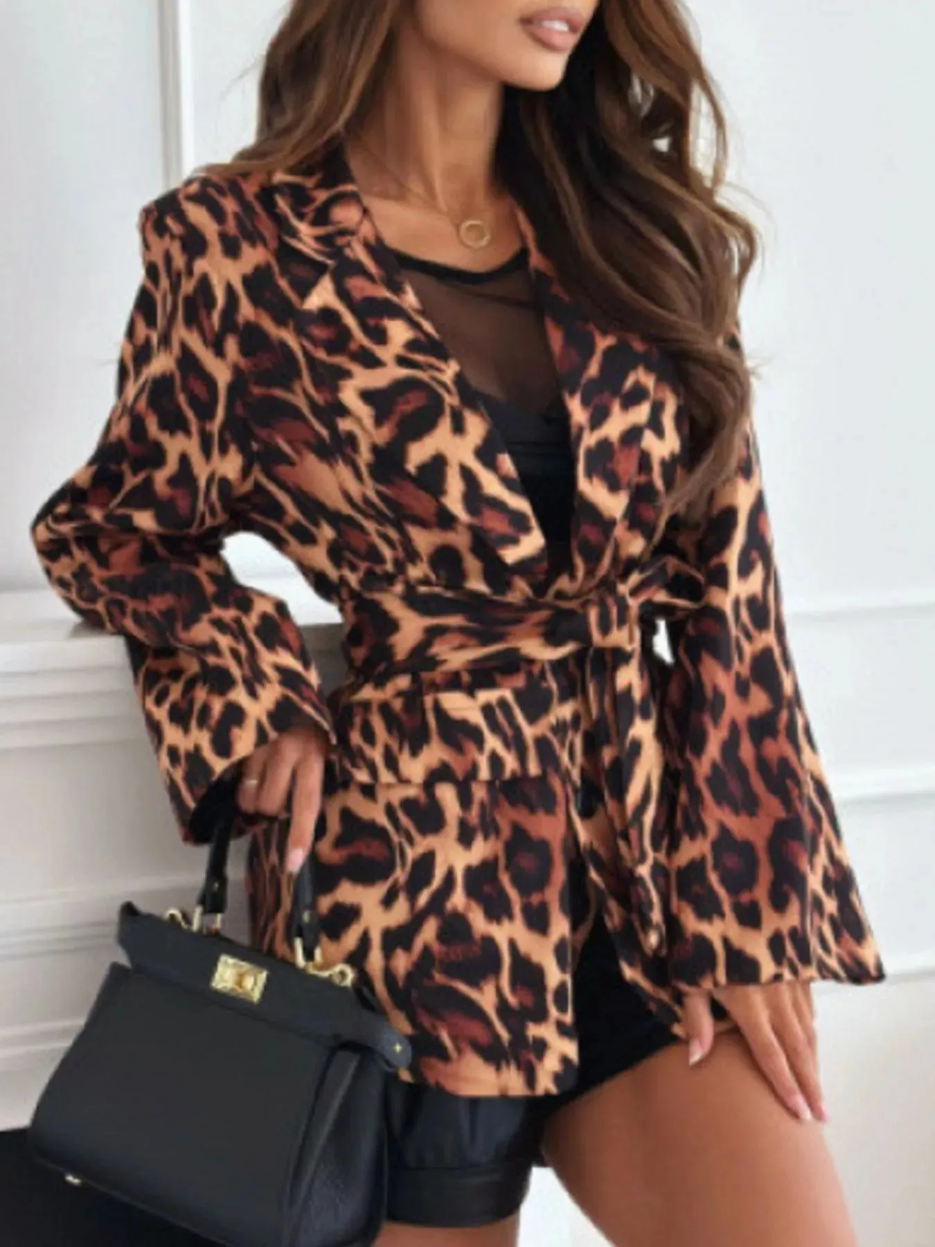 Leopard Print Tie Waist Blazer sold by Charming Charlie product image thumbnail 4