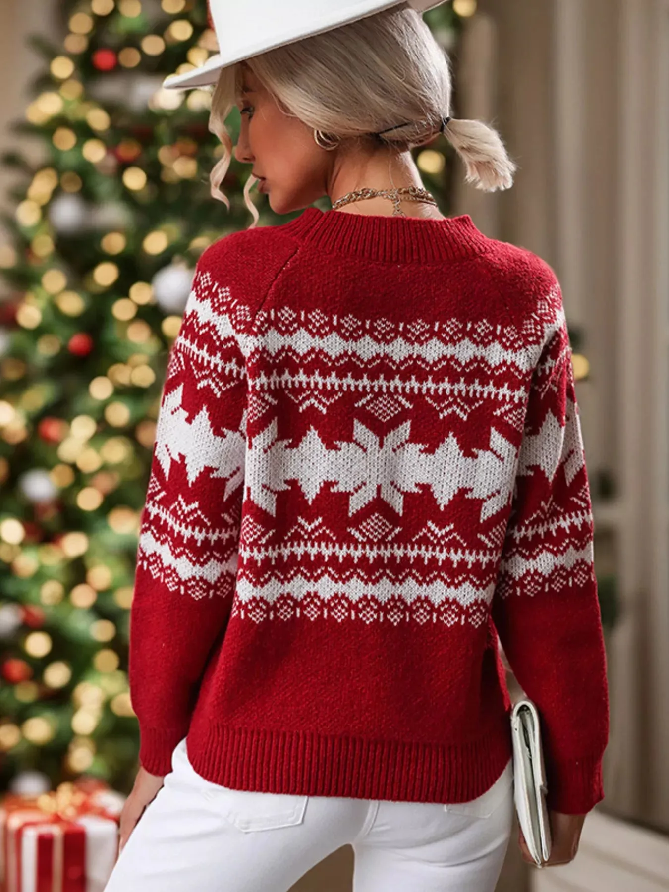 Snowflake Pattern Round Neck Sweater sold by Charming Charlie product image thumbnail 2