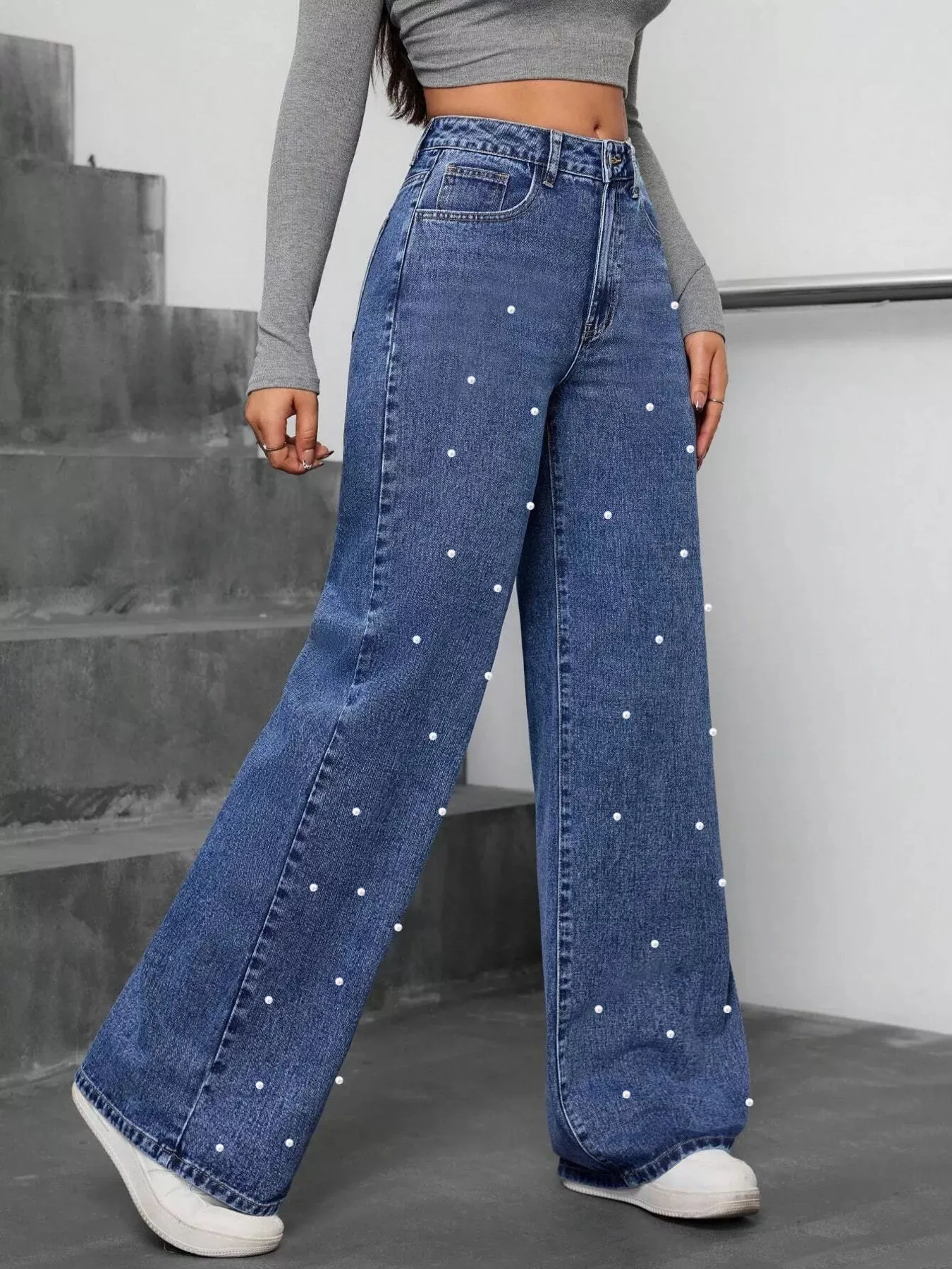 Pearl Embellished Wide Leg Jeans sold by Charming Charlie product image thumbnail 5