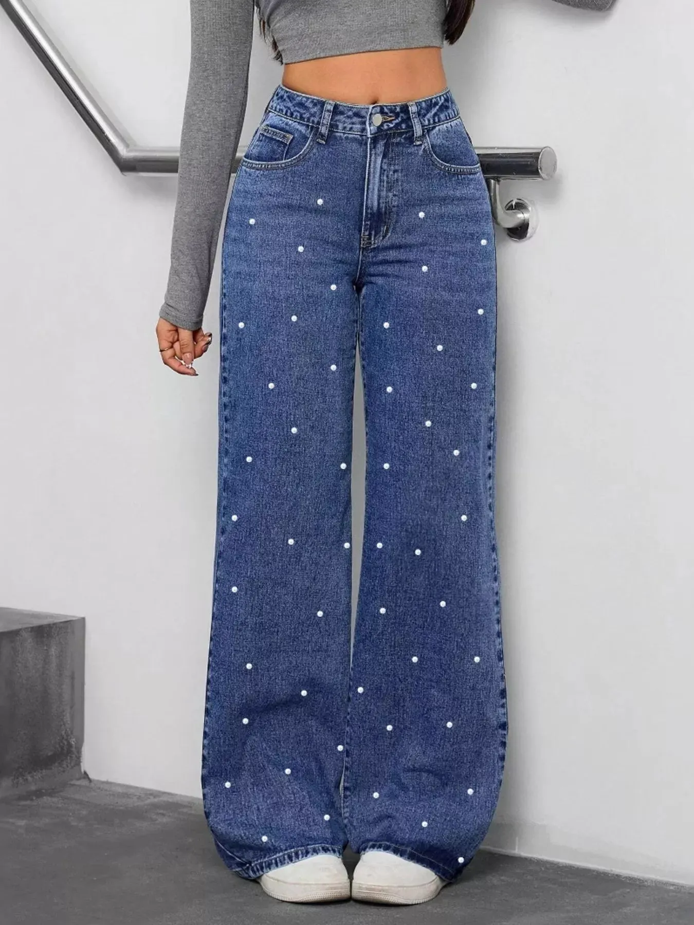 Pearl Embellished Wide Leg Jeans sold by Charming Charlie product image thumbnail 2