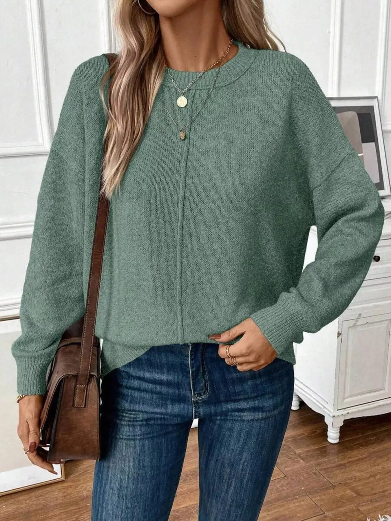 Loose-Fit Dropped Shoulder Sweater sold by Charming Charlie product image thumbnail 2