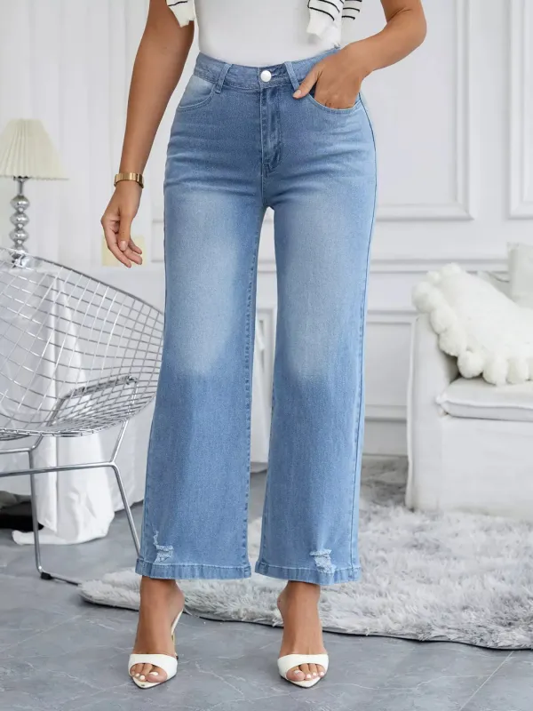 Distressed Wide Leg Jeans sold by Charming Charlie