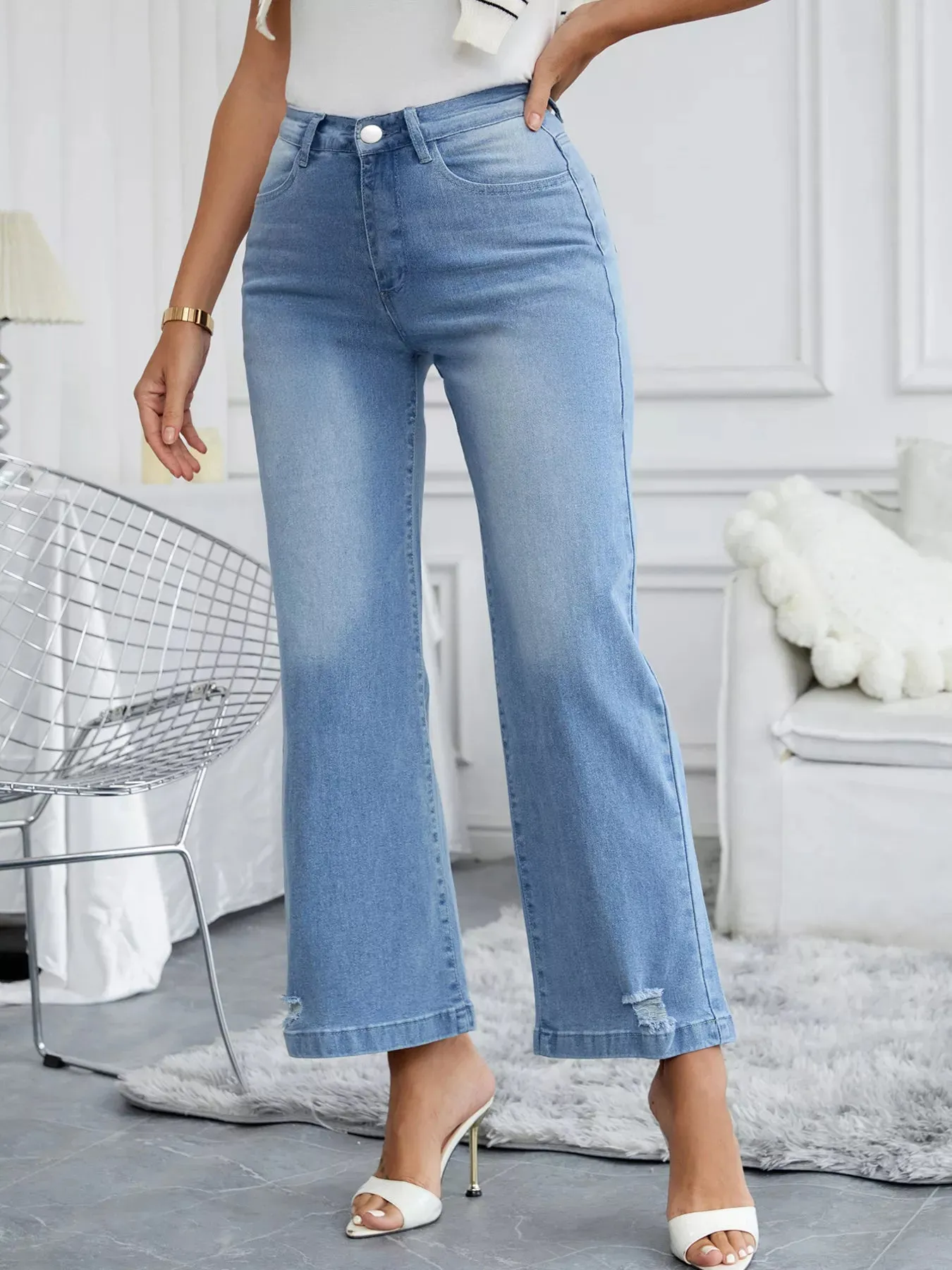 Distressed Wide Leg Jeans sold by Charming Charlie product image thumbnail 2