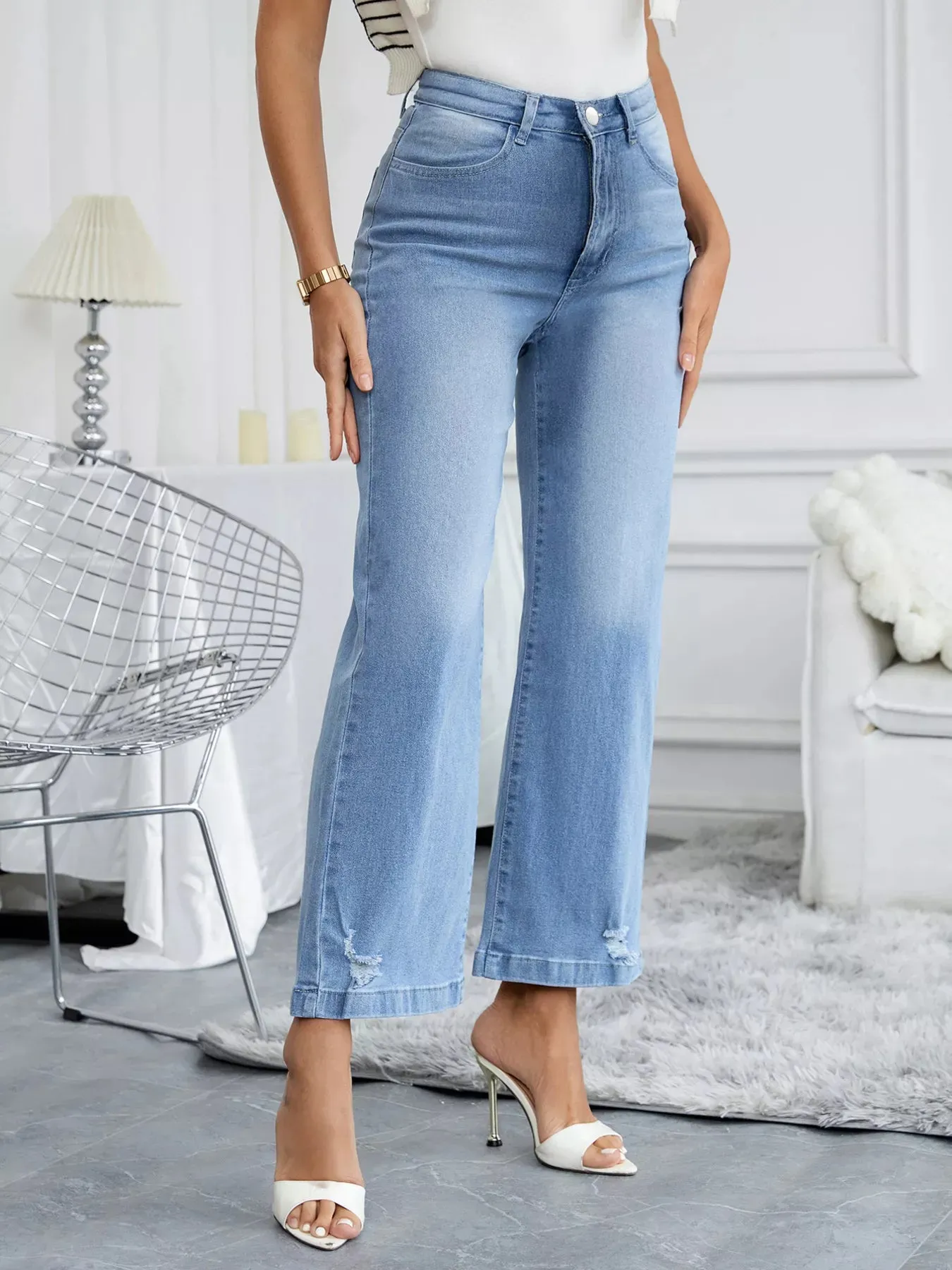 Distressed Wide Leg Jeans sold by Charming Charlie product image thumbnail 3