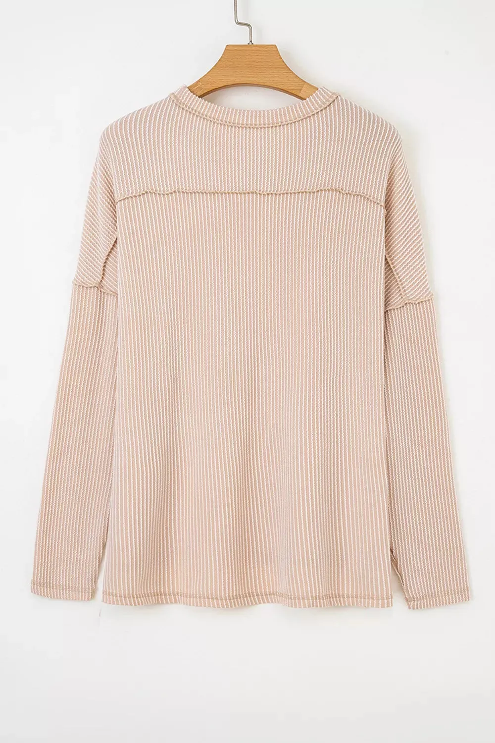 Sequin Christmas Tree Exposed Seam Drop Shoulder Ribbed Long Sleeve Top sold by Charming Charlie product image thumbnail 4