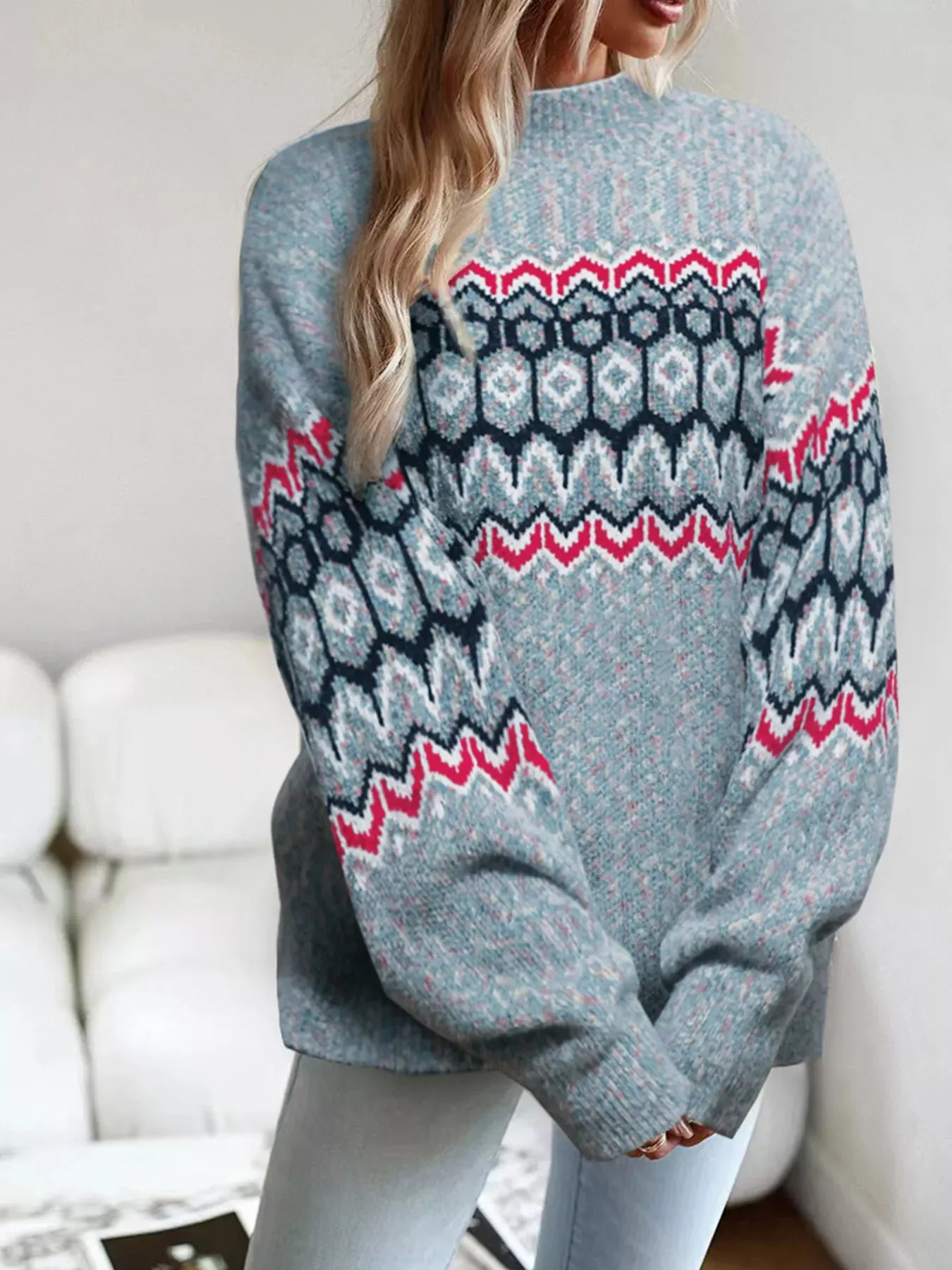 Geometric Pattern Long Sleeve Sweater sold by Charming Charlie product image thumbnail 2