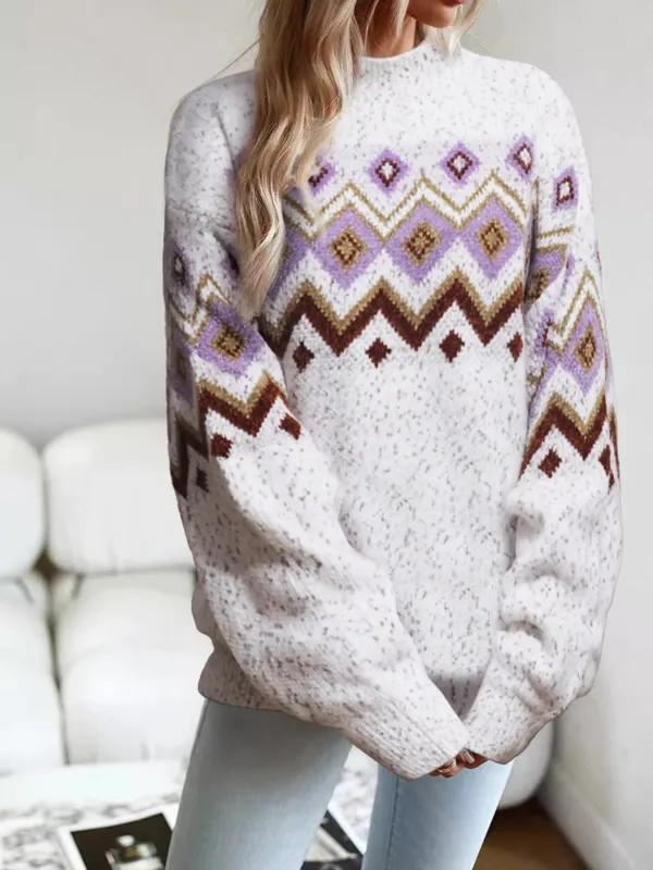 Geometric Pattern Mock Neck Sweater sold by Charming Charlie