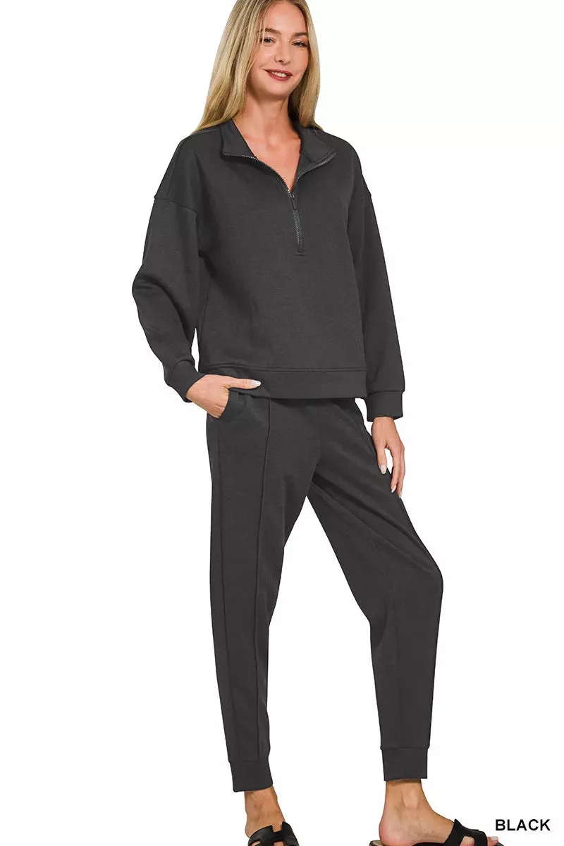 Zenana Scuba Half Zip Pullover and Jogger Set sold by Charming Charlie product image thumbnail 3