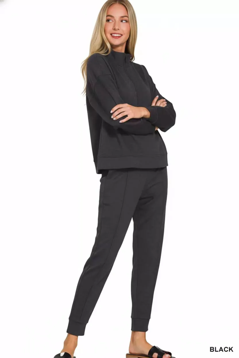 Zenana Scuba Half Zip Pullover and Jogger Set sold by Charming Charlie product image thumbnail 2