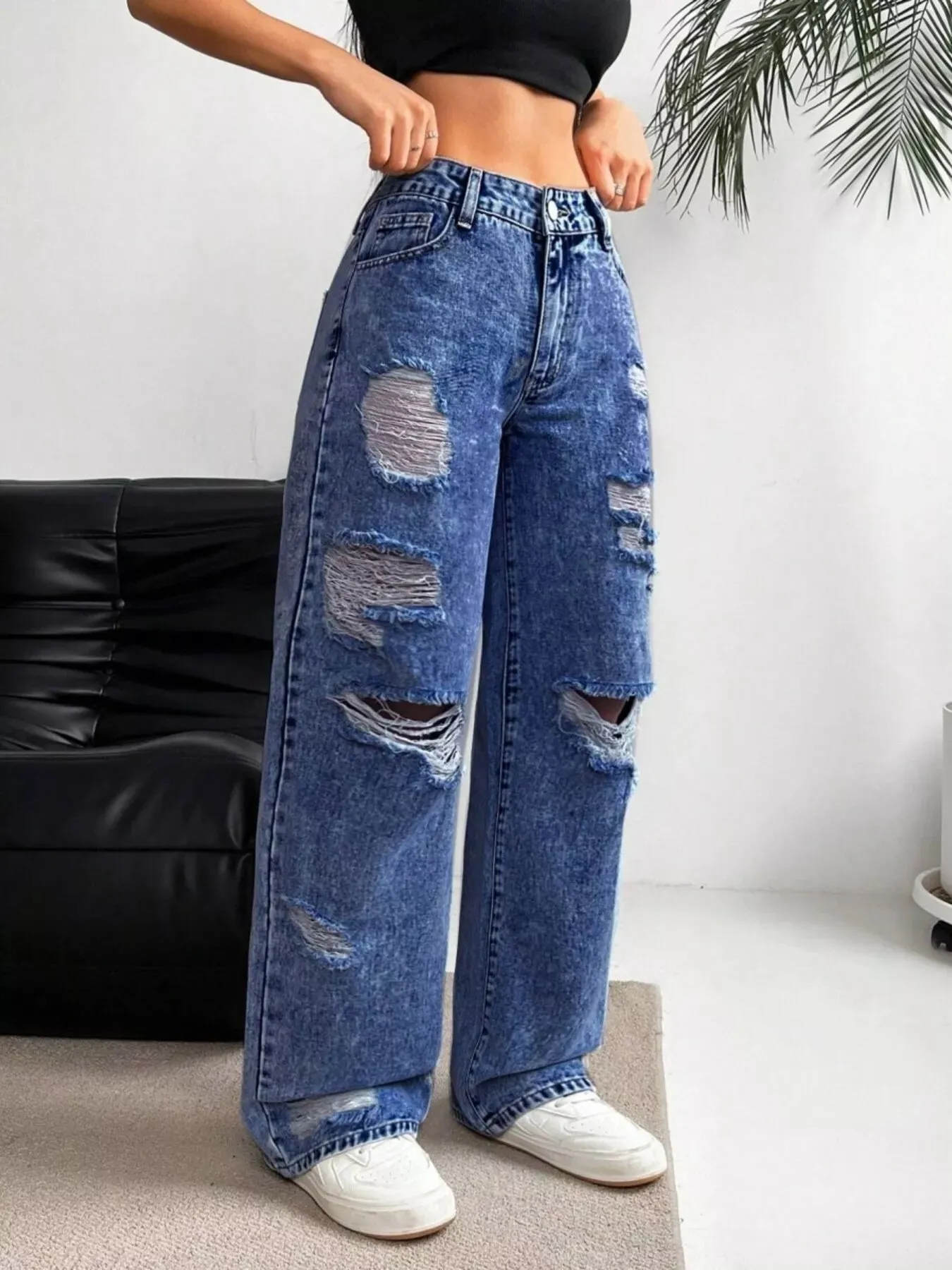 Distressed Wide Leg Jeans sold by Charming Charlie product image thumbnail 2