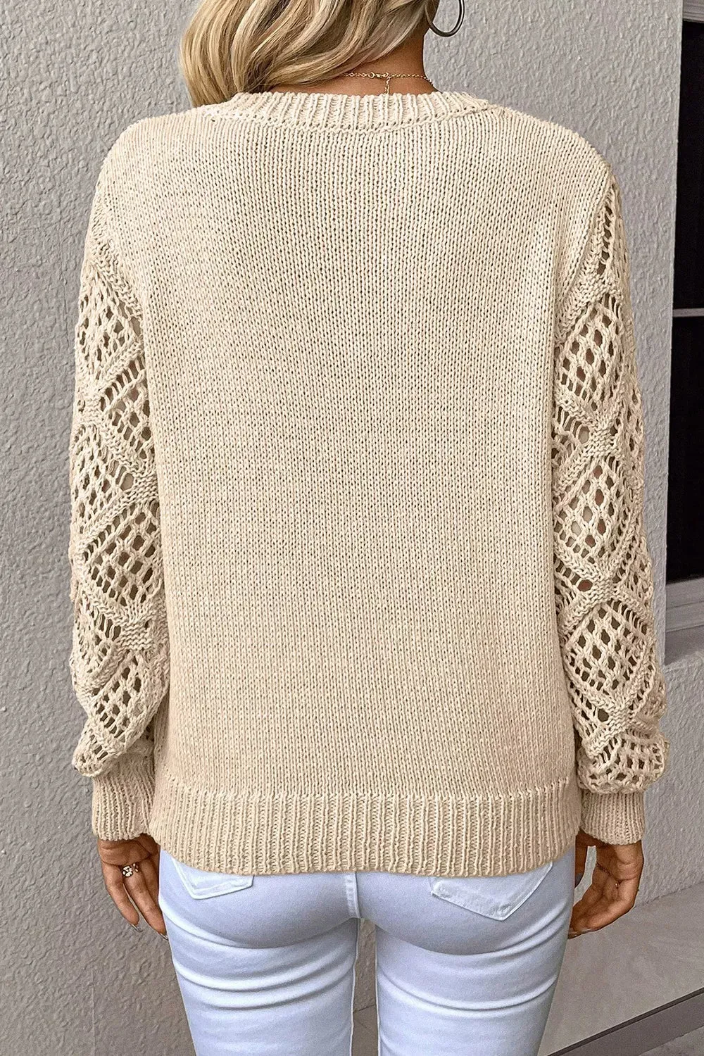 V-Neck Crochet Sleeve Sweater sold by Charming Charlie product image thumbnail 2