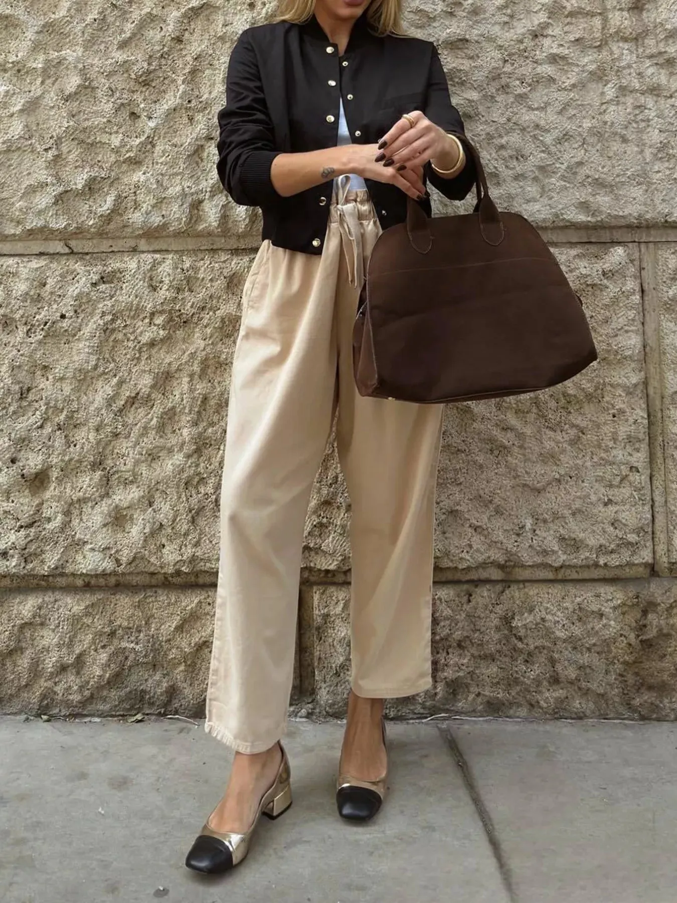 Snap Down Cropped Bomber Jacket sold by Charming Charlie product image thumbnail 3