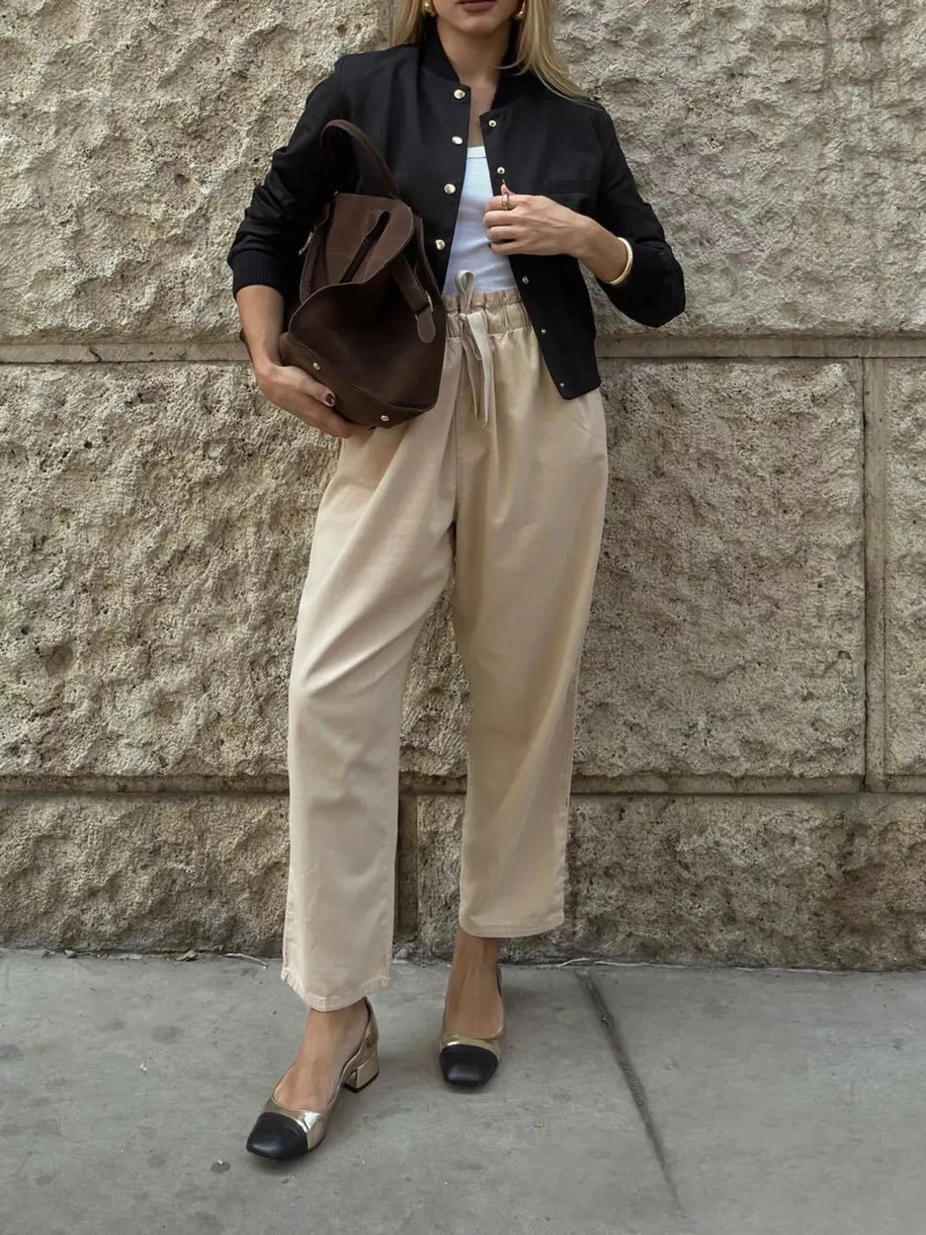 Snap Down Cropped Bomber Jacket sold by Charming Charlie product image thumbnail 4