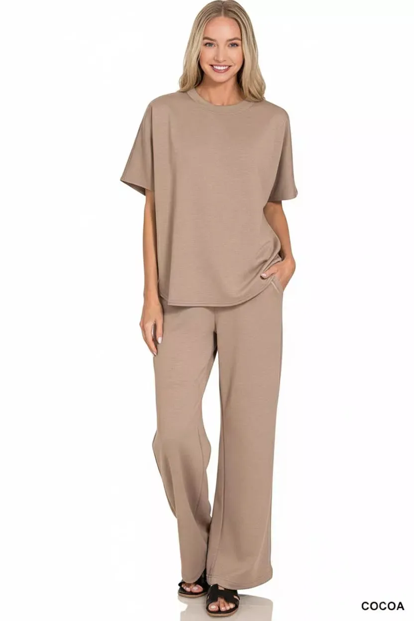 Zenana Scuba Curbed Hem Top & Pants Set sold by Charming Charlie product image thumbnail 3