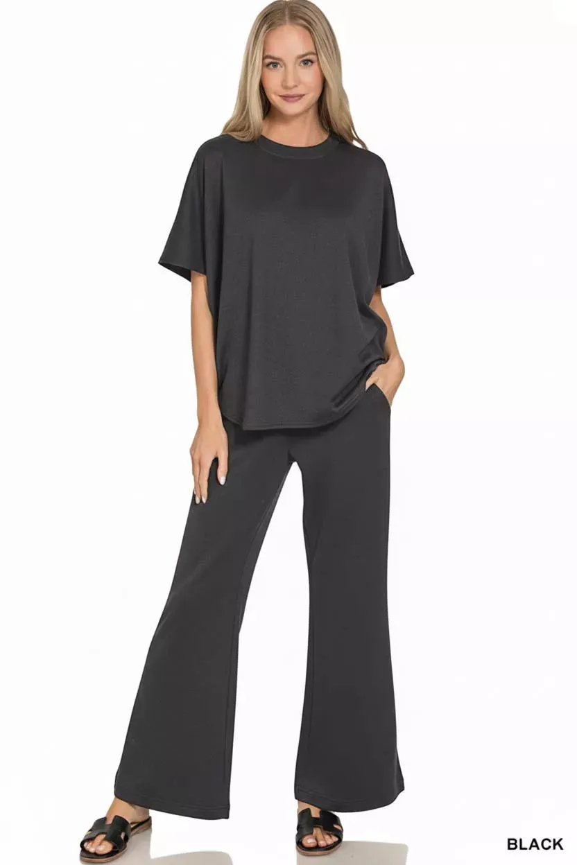 Zenana Scuba Curbed Hem Top & Pants Set sold by Charming Charlie product image thumbnail 2