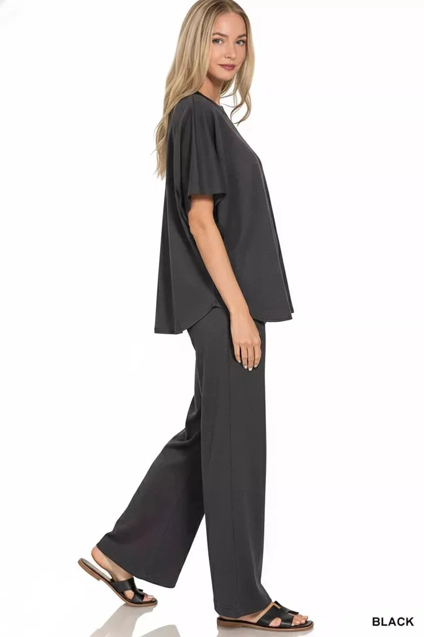 Zenana Scuba Curbed Hem Top & Pants Set sold by Charming Charlie product image thumbnail 3