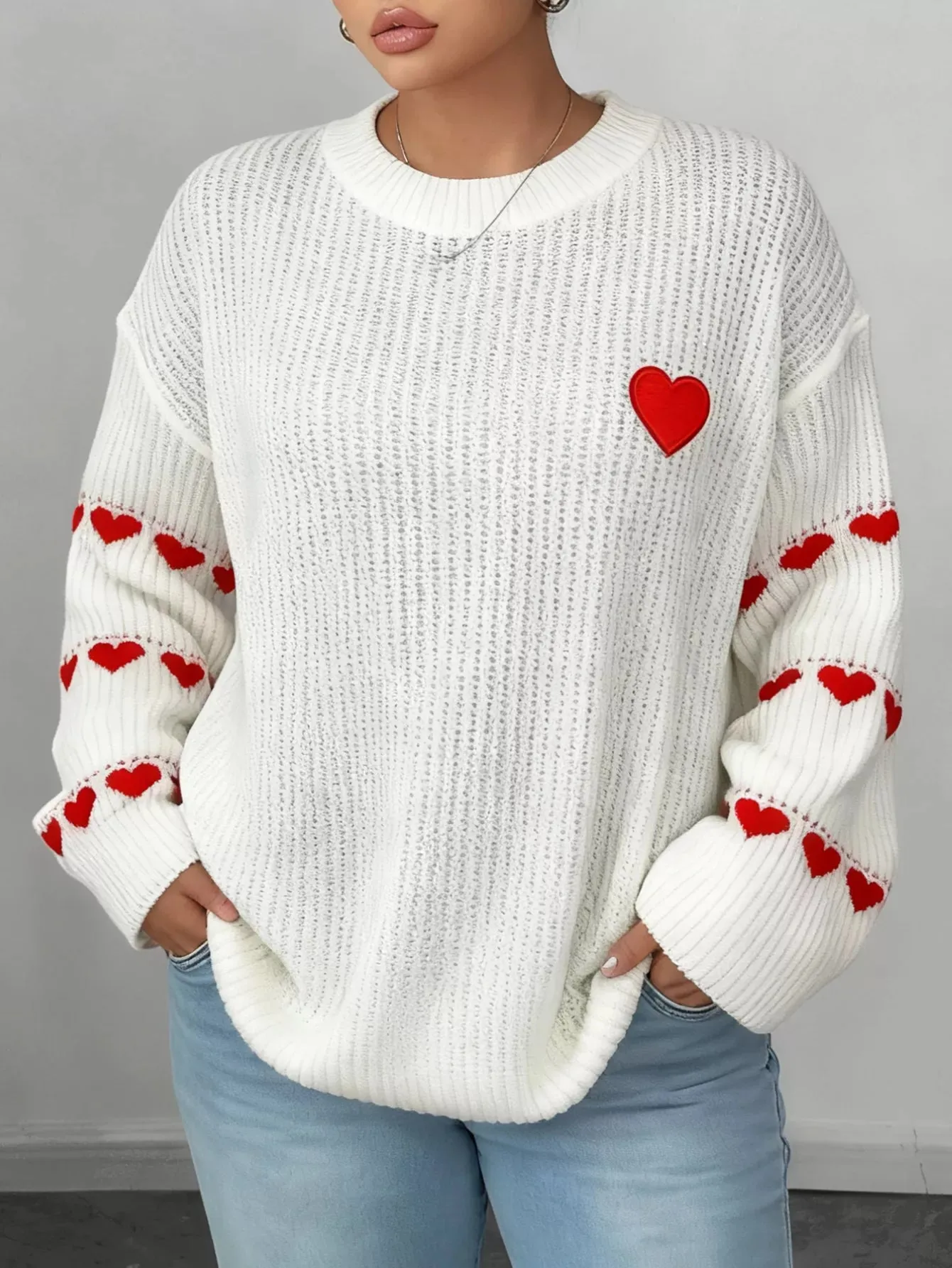 Heart Pattern Round Neck Sweater sold by Charming Charlie product image thumbnail 2