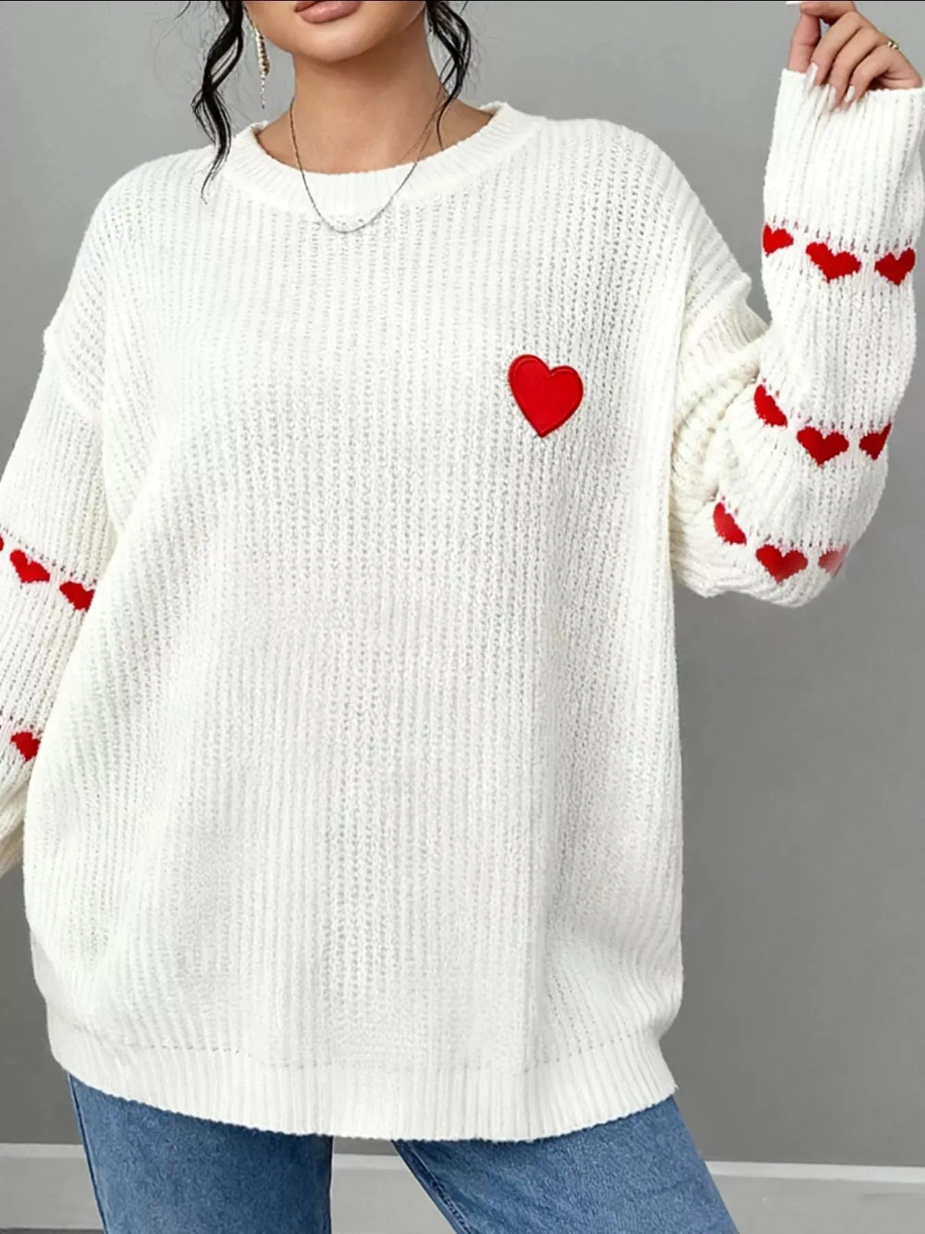 Heart Pattern Round Neck Sweater sold by Charming Charlie product image thumbnail 3