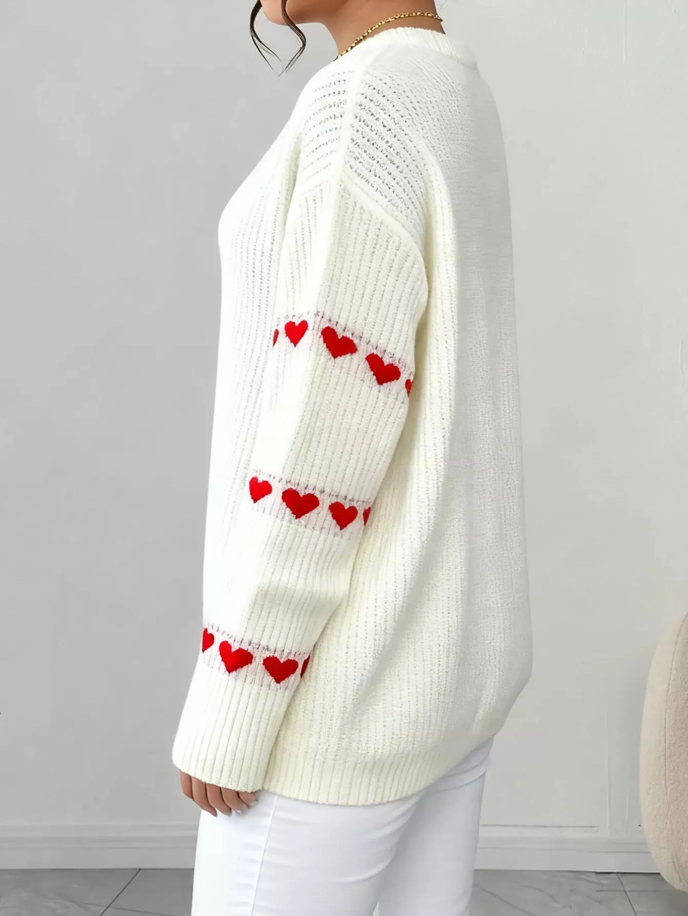 Heart Pattern Round Neck Sweater sold by Charming Charlie product image thumbnail 5