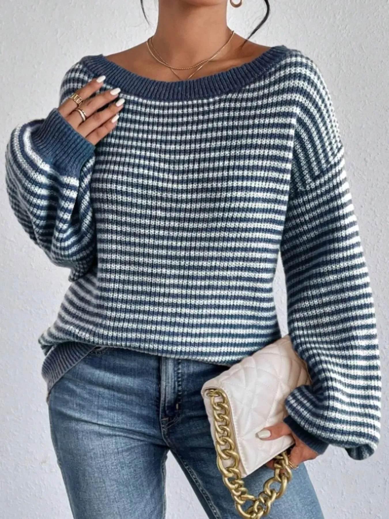 Striped Boat Neck Sweater sold by Charming Charlie product image thumbnail 4