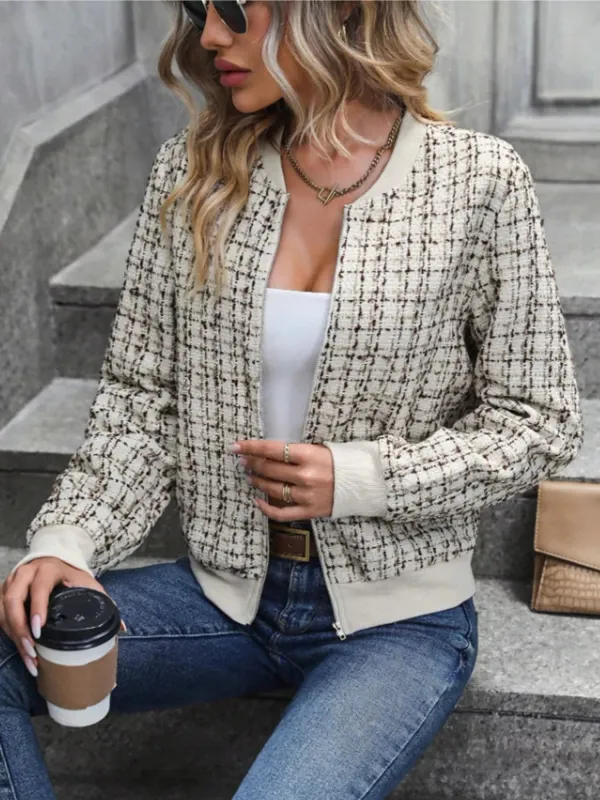 Tweed Zip Up Bomber Jacket sold by Charming Charlie