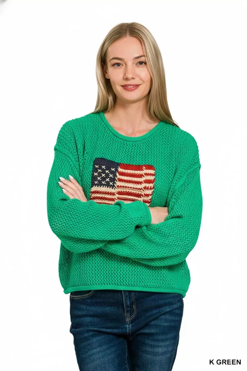 Zenana American Flag Crew Neck Sweater sold by Charming Charlie product image thumbnail 3