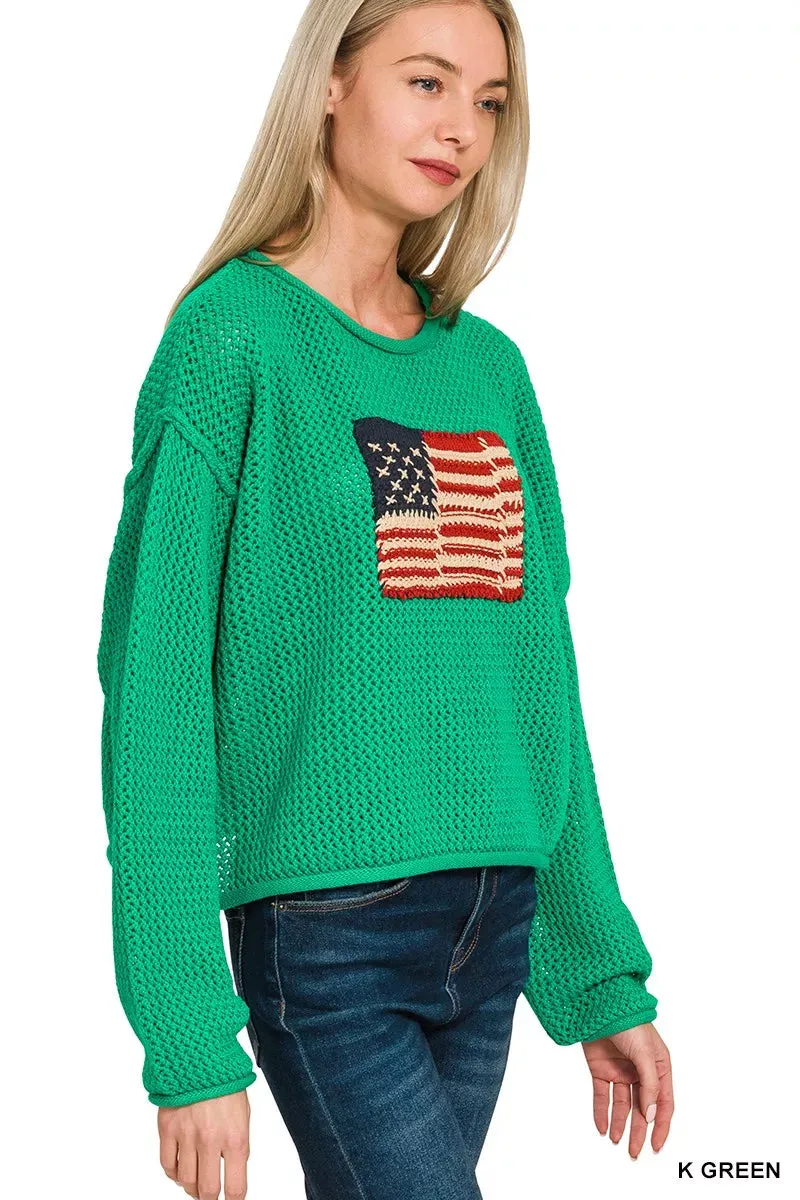 Zenana American Flag Crew Neck Sweater sold by Charming Charlie product image thumbnail 2