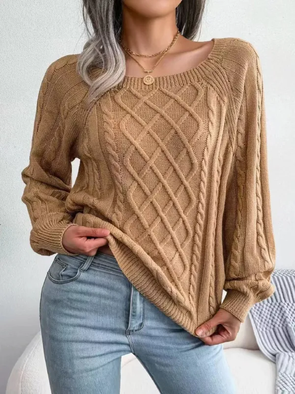 Cable Knit Round Neck Sweater sold by Charming Charlie